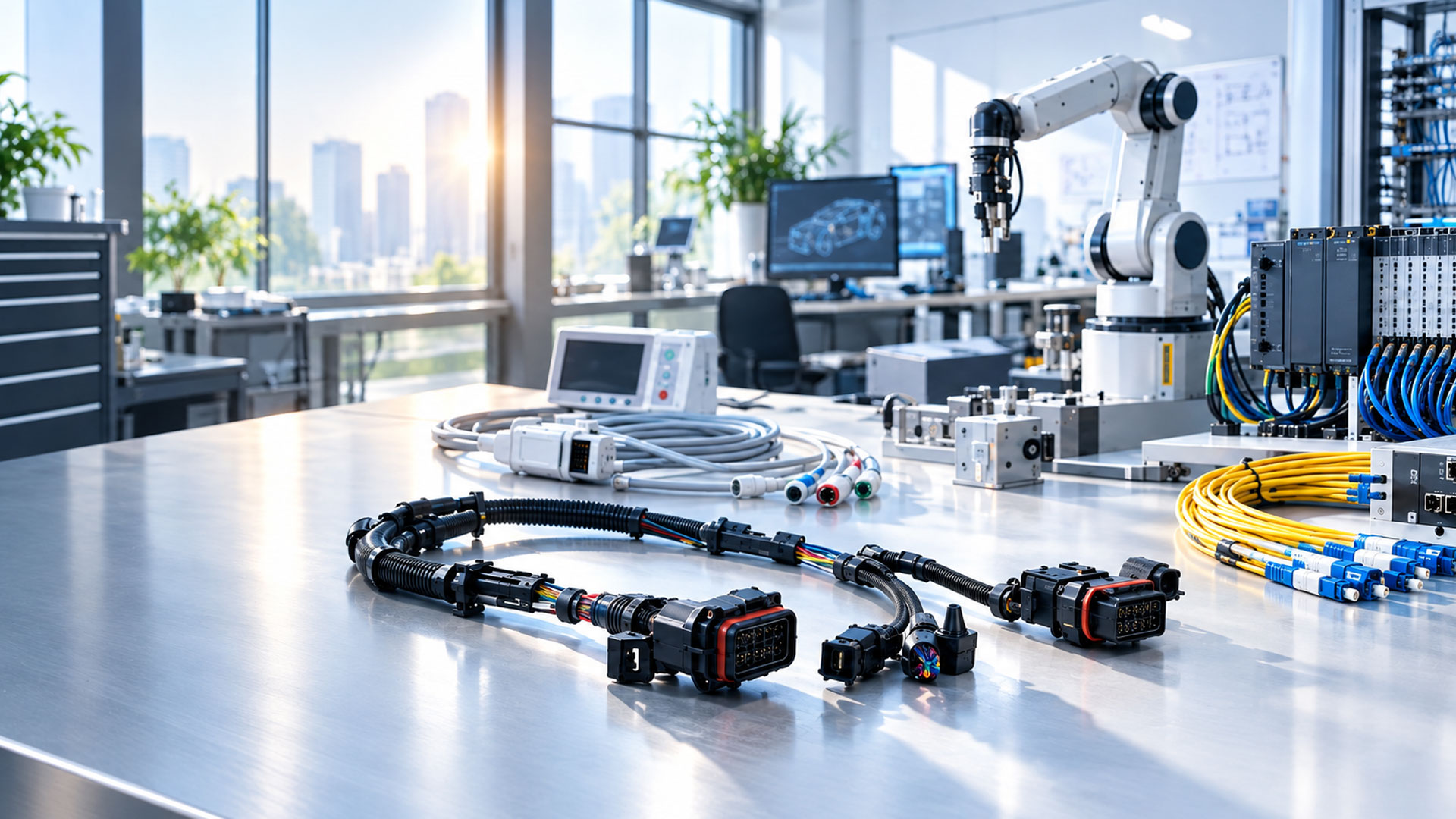 Custom wire harness and cable assembly production line